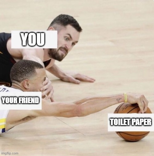 basketball | YOU; YOUR FRIEND; TOILET PAPER | image tagged in basketball | made w/ Imgflip meme maker