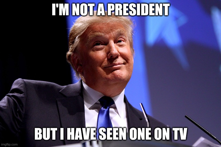 Donald Trump No2 | I'M NOT A PRESIDENT; BUT I HAVE SEEN ONE ON TV | image tagged in donald trump no2 | made w/ Imgflip meme maker
