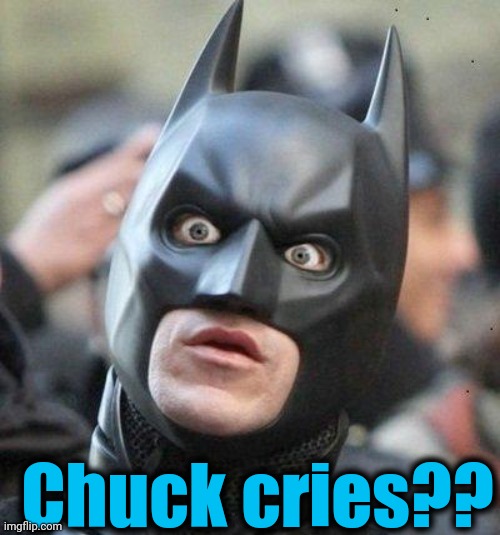 Shocked Batman | Chuck cries?? | image tagged in shocked batman | made w/ Imgflip meme maker