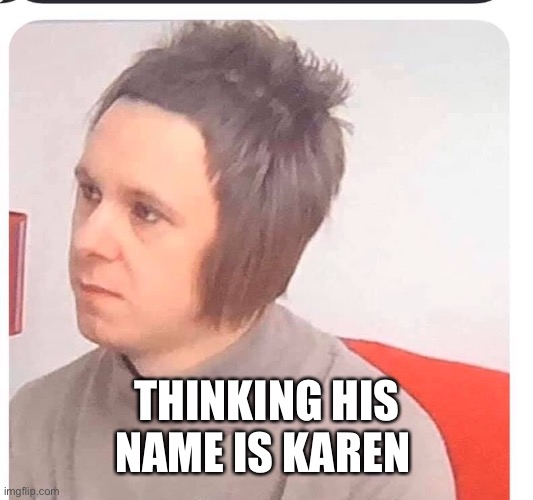 Karen | THINKING HIS NAME IS KAREN | image tagged in hair | made w/ Imgflip meme maker