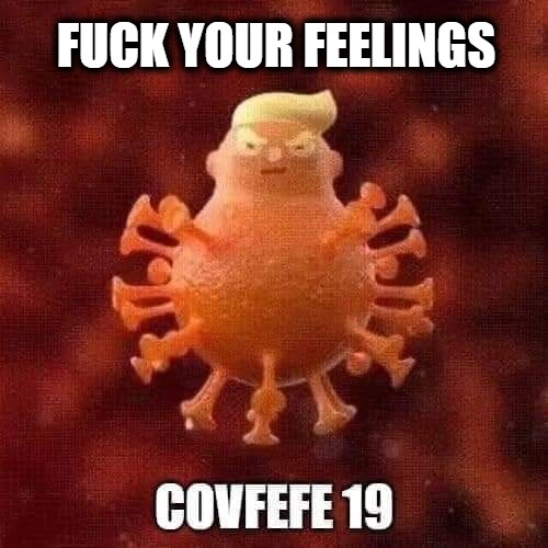 Covfefe 19: Fuck Your Feelings | FUCK YOUR FEELINGS | image tagged in covfefe,covfefe 19,trump 2020,fyf,feck your feelings,f_ck your feelings | made w/ Imgflip meme maker