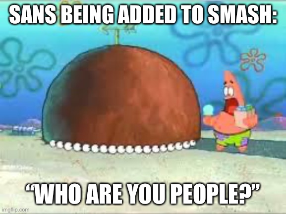 WHO ARE YOU PEOPLE? | SANS BEING ADDED TO SMASH:; “WHO ARE YOU PEOPLE?” | image tagged in who are you people | made w/ Imgflip meme maker