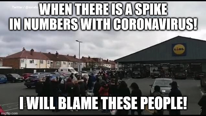 Coronavirus panic buyers | WHEN THERE IS A SPIKE IN NUMBERS WITH CORONAVIRUS! I WILL BLAME THESE PEOPLE! | image tagged in coronavirus,panic,shopping,supermarket,stupid | made w/ Imgflip meme maker