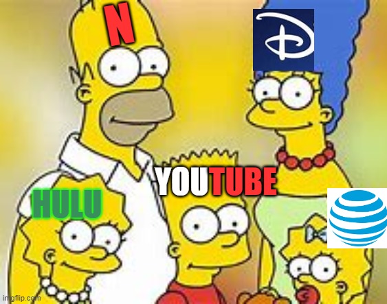 Simpsons | N; YOU; TUBE; HULU | image tagged in simpsons | made w/ Imgflip meme maker