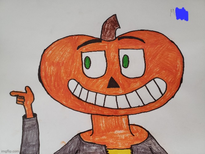 So, I got bored and tried to draw a dude with a pumpkin head. I'm making him an oc. So, yeah. | image tagged in oc,pumpkin,head,dont judge me | made w/ Imgflip meme maker