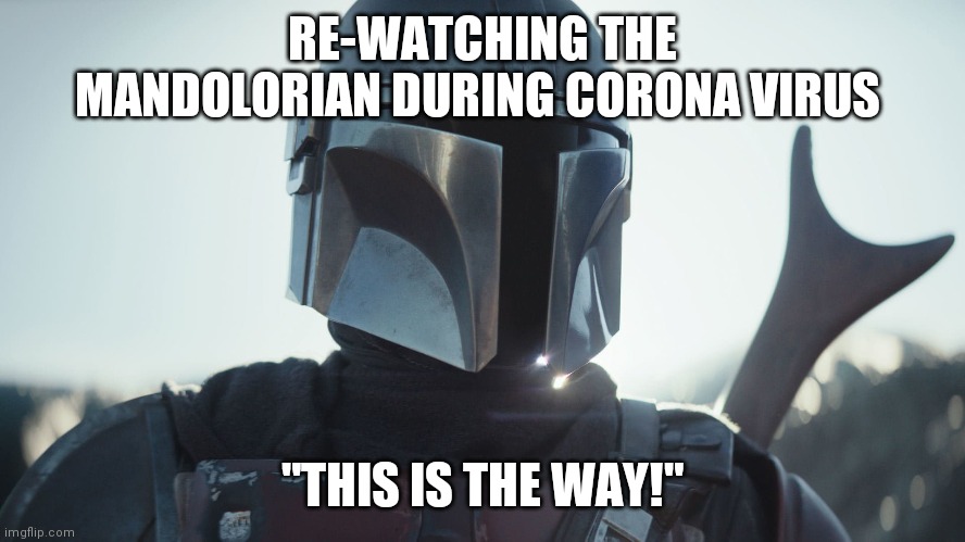 The Mandalorian. | RE-WATCHING THE MANDOLORIAN DURING CORONA VIRUS; "THIS IS THE WAY!" | image tagged in the mandalorian | made w/ Imgflip meme maker