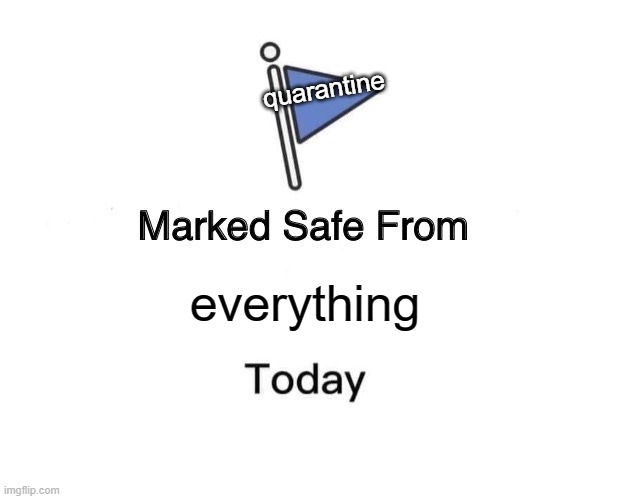 Marked Safe From Meme | quarantine; everything | image tagged in memes,marked safe from | made w/ Imgflip meme maker
