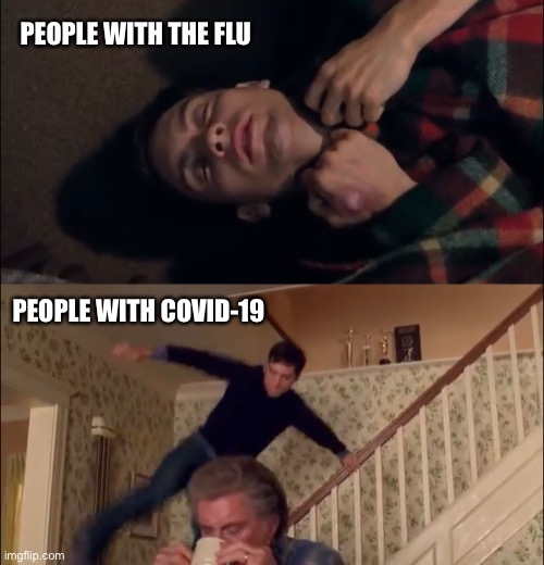 Why does this give me the idea that coronavirus would actually be fun to have? | PEOPLE WITH THE FLU; PEOPLE WITH COVID-19 | image tagged in spiderman,peter parker,coronavirus,covid-19,memes,funny | made w/ Imgflip meme maker