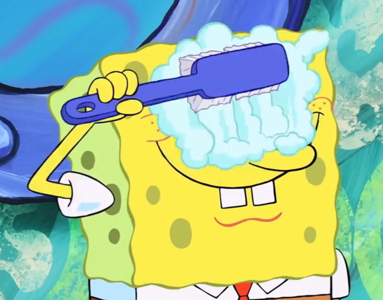 High Quality Spongebob cleaning eyes Blank Meme Template