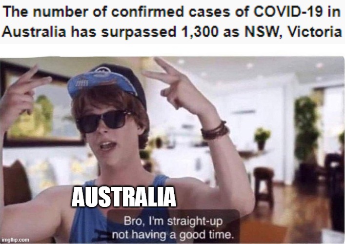 Australia's just straight up not having a good time | AUSTRALIA | image tagged in bro i'm straight up not having a good time | made w/ Imgflip meme maker