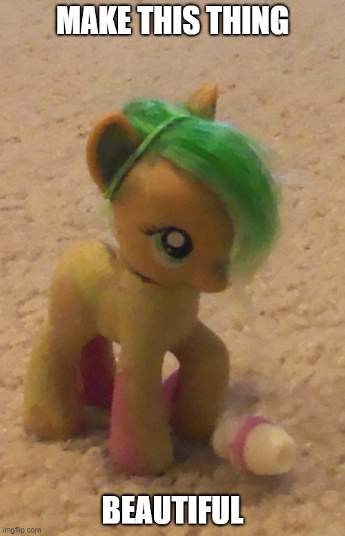 I'm making a custom pony of Sandbar and need some with it. Can anypony help me? | MAKE THIS THING; BEAUTIFUL | image tagged in help me,my little pony friendship is magic | made w/ Imgflip meme maker
