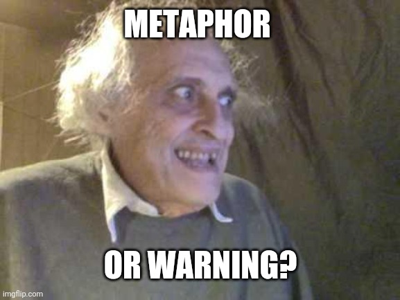 Old Pervert | METAPHOR OR WARNING? | image tagged in old pervert | made w/ Imgflip meme maker