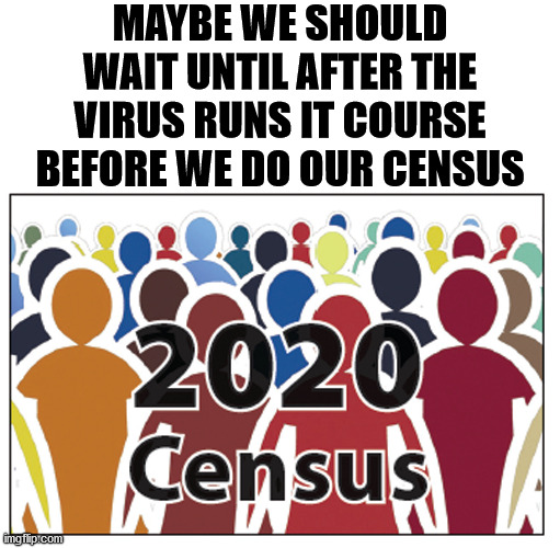 I mean because people are too sick to fill out the forms ... what do think I meant? | MAYBE WE SHOULD WAIT UNTIL AFTER THE VIRUS RUNS IT COURSE BEFORE WE DO OUR CENSUS | image tagged in census,dark humor | made w/ Imgflip meme maker