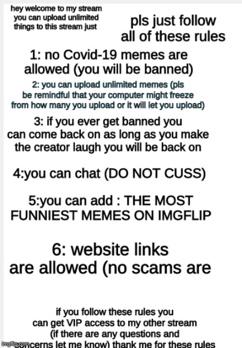 here are my streams rules | image tagged in rules,of,the,group chats,meme stream | made w/ Imgflip meme maker