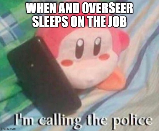 Waddle Dee Calls the Police | WHEN AND OVERSEER SLEEPS ON THE JOB | image tagged in waddle dee calls the police | made w/ Imgflip meme maker