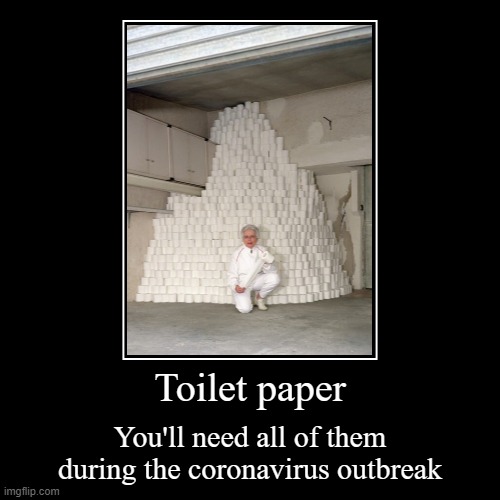 image tagged in funny,demotivationals,toilet paper,coronavirus,covid-19 | made w/ Imgflip demotivational maker
