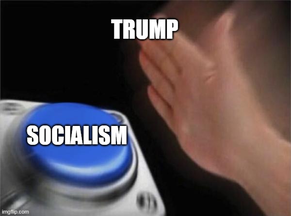 Blank Nut Button | TRUMP; SOCIALISM | image tagged in memes,blank nut button | made w/ Imgflip meme maker