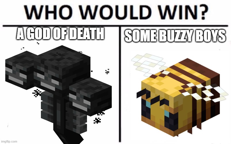 Who Would Win? | A GOD OF DEATH; SOME BUZZY BOYS | image tagged in memes,who would win | made w/ Imgflip meme maker