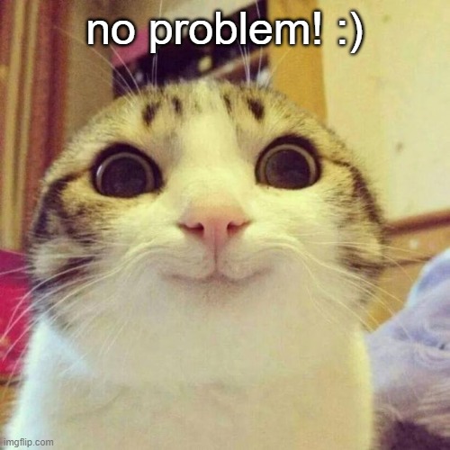Smiling Cat Meme | no problem! :) | image tagged in memes,smiling cat | made w/ Imgflip meme maker