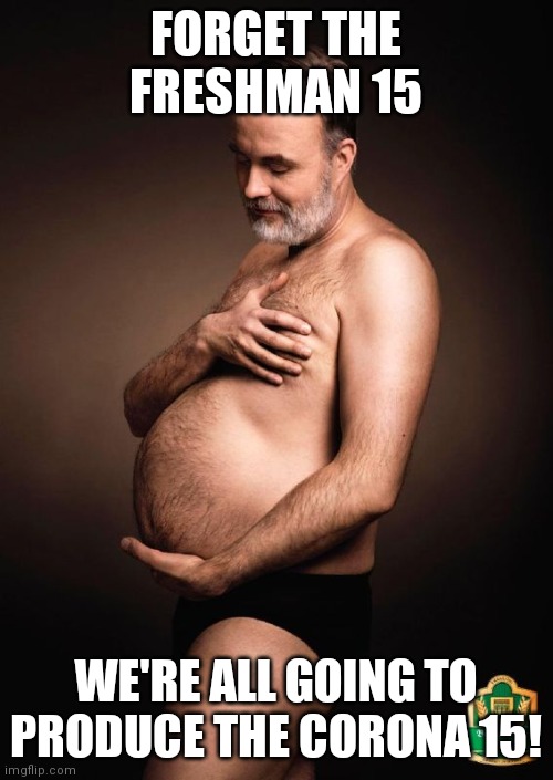 Beer Belly | FORGET THE FRESHMAN 15; WE'RE ALL GOING TO PRODUCE THE CORONA 15! | image tagged in beer belly | made w/ Imgflip meme maker