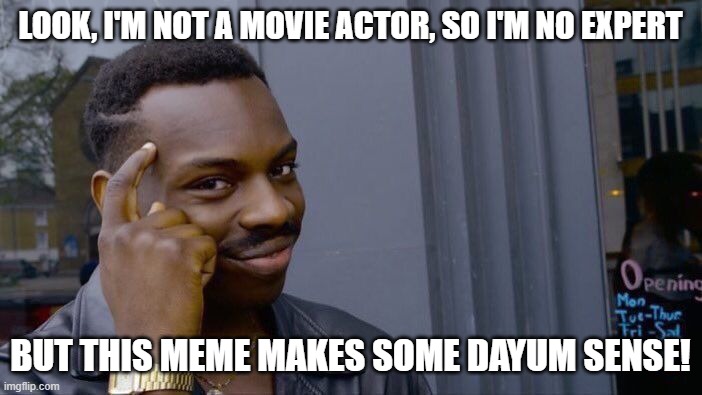Roll Safe Think About It Meme | LOOK, I'M NOT A MOVIE ACTOR, SO I'M NO EXPERT BUT THIS MEME MAKES SOME DAYUM SENSE! | image tagged in memes,roll safe think about it | made w/ Imgflip meme maker