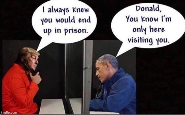 Visiting Obama In Prison lmao | image tagged in politics,memes,funny,theorangepig,trumptards | made w/ Imgflip meme maker