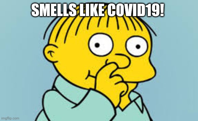 COVID19 SIMPSONS RALPHIE | SMELLS LIKE COVID19! | image tagged in covid-19,covidiot,coronavirus,ralphie,simpsons,the simpsons | made w/ Imgflip meme maker