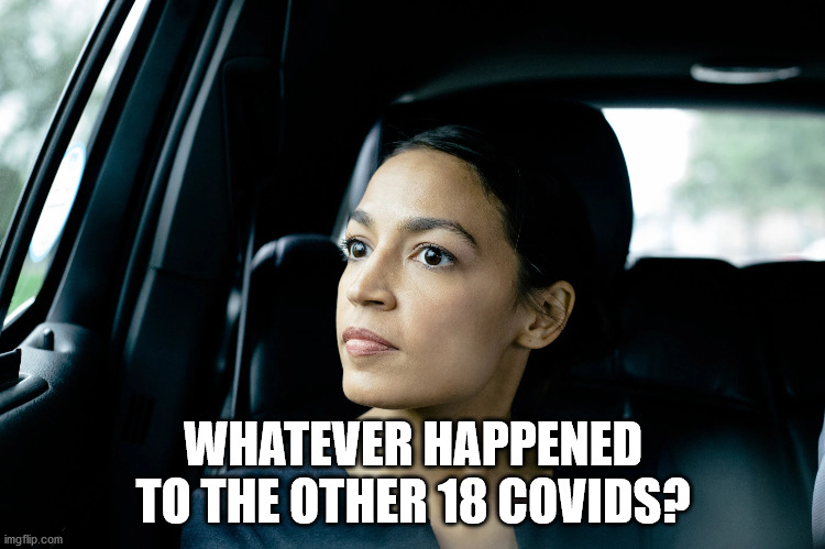 Even when socially distanced, we can still come together to marvel at the intellect of AOC. | WHATEVER HAPPENED TO THE OTHER 18 COVIDS? | image tagged in alexandria ocasio-cortez | made w/ Imgflip meme maker