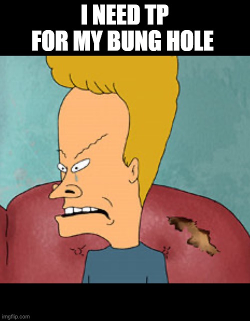 No tp for my bunghole | I NEED TP FOR MY BUNG HOLE | image tagged in no tp for my bunghole | made w/ Imgflip meme maker
