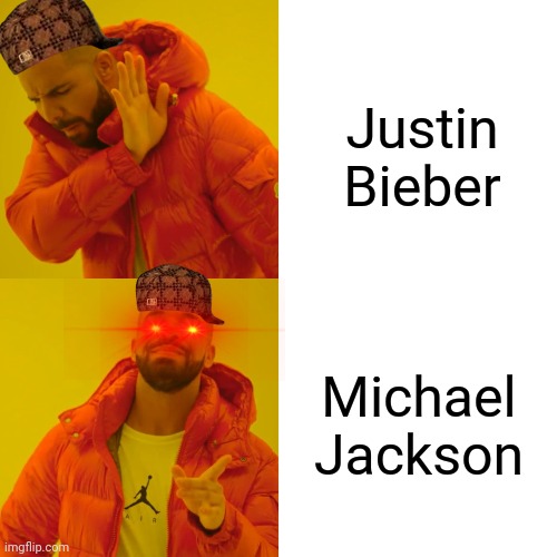 "Doin' the Robot dance! Ow yeah!" | Justin Bieber; Michael Jackson | image tagged in memes,drake hotline bling,justin bieber,michael jackson | made w/ Imgflip meme maker
