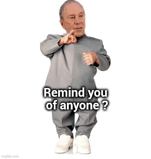 mini mike bloomberg | Remind you 
of anyone ? | image tagged in mini mike bloomberg | made w/ Imgflip meme maker