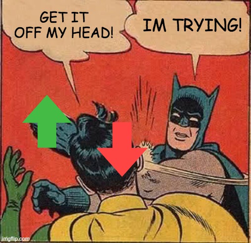 Batman Slapping Robin | GET IT OFF MY HEAD! IM TRYING! | image tagged in memes,batman slapping robin | made w/ Imgflip meme maker