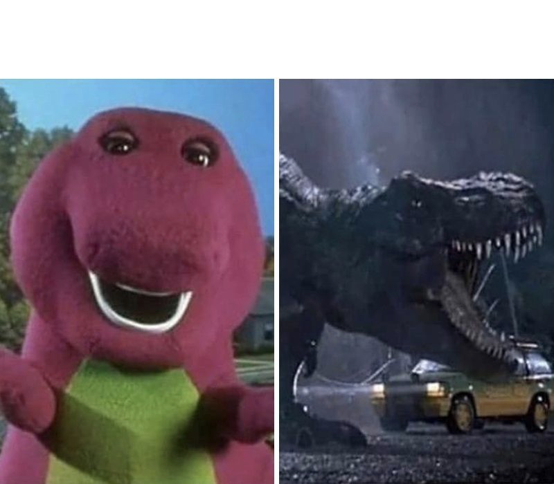 Dino vs Tyrannosaurus Blank Meme Template