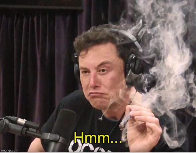 Elon Musk smoking a joint | Hmm... | image tagged in elon musk smoking a joint | made w/ Imgflip meme maker
