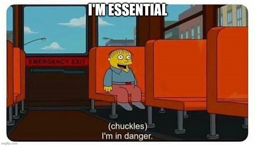 Ralph in danger | I'M ESSENTIAL | image tagged in ralph in danger | made w/ Imgflip meme maker