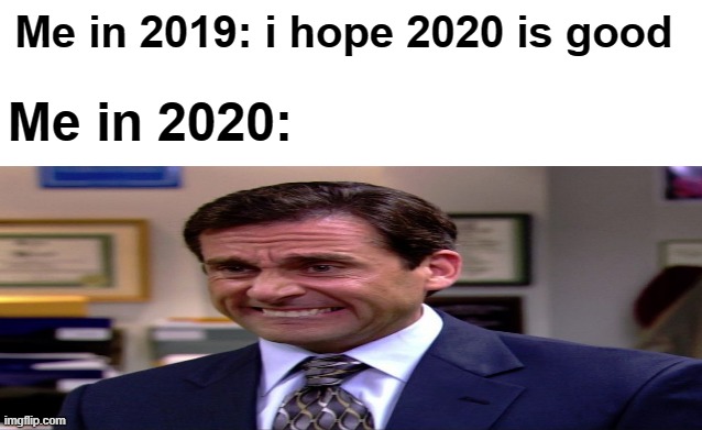 2020 cant get any worse | Me in 2019: i hope 2020 is good; Me in 2020: | image tagged in 2020,steve carrell | made w/ Imgflip meme maker
