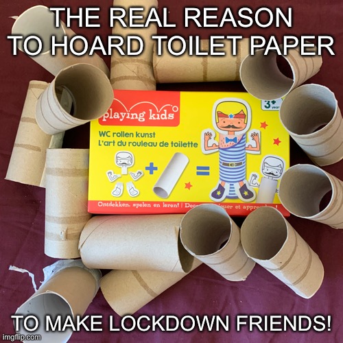 Lockdown friends | THE REAL REASON TO HOARD TOILET PAPER; TO MAKE LOCKDOWN FRIENDS! | image tagged in toilet paper,lockdown,covid19 | made w/ Imgflip meme maker