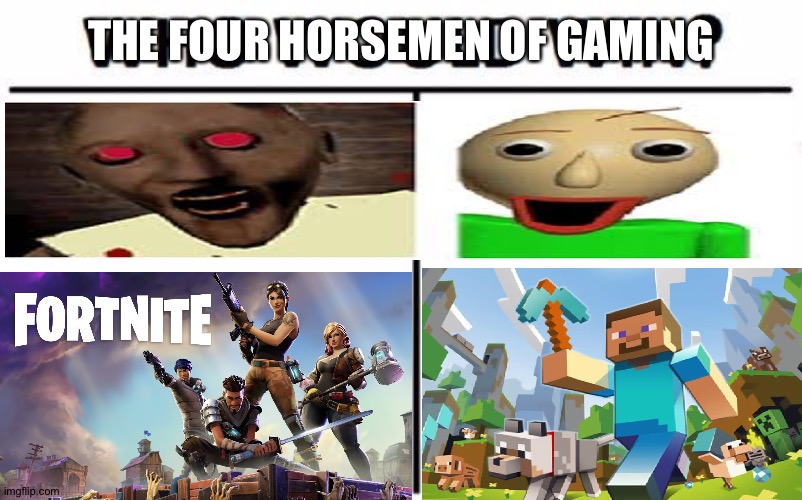 Who Would Win? | THE FOUR HORSEMEN OF GAMING | image tagged in memes,who would win | made w/ Imgflip meme maker