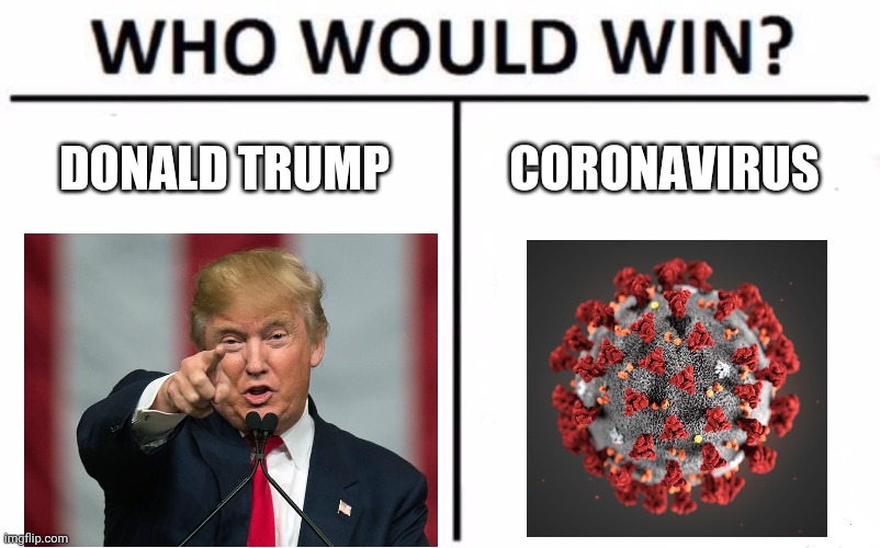 Who Would Win? Meme | DONALD TRUMP; CORONAVIRUS | image tagged in memes,who would win | made w/ Imgflip meme maker