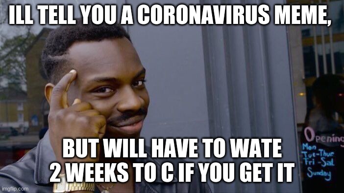 Roll Safe Think About It Meme | ILL TELL YOU A CORONAVIRUS MEME, BUT WILL HAVE TO WAIT 2 WEEKS TO C IF YOU GET IT | image tagged in memes,roll safe think about it | made w/ Imgflip meme maker