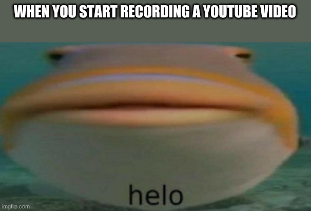 helo | WHEN YOU START RECORDING A YOUTUBE VIDEO | image tagged in helo | made w/ Imgflip meme maker