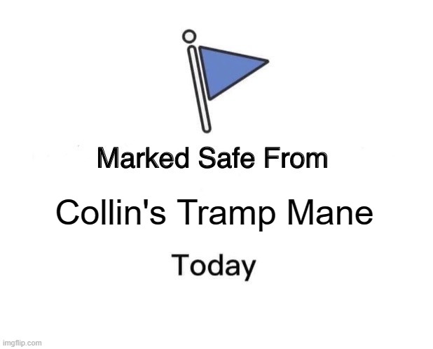 Marked Safe From Meme | Collin's Tramp Mane | image tagged in memes,marked safe from | made w/ Imgflip meme maker