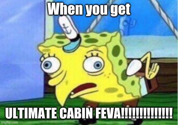 Mocking Spongebob | When you get; ULTIMATE CABIN FEVA!!!!!!!!!!!!!! | image tagged in memes,mocking spongebob | made w/ Imgflip meme maker