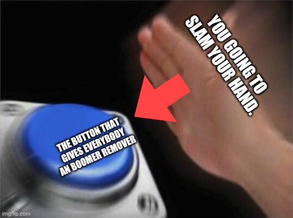 Blank Nut Button Meme | YOU GOING TO SLAM YOUR HAND. THE BUTTON THAT GIVES EVERYBODY AN BOOMER REMOVER | image tagged in memes,blank nut button | made w/ Imgflip meme maker