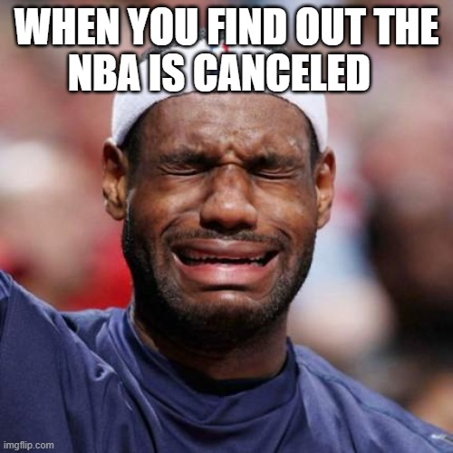 LEBRON JAMES | WHEN YOU FIND OUT THE; NBA IS CANCELED | image tagged in lebron james | made w/ Imgflip meme maker