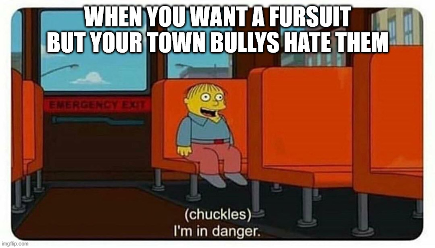 Ralph in danger | WHEN YOU WANT A FURSUIT BUT YOUR TOWN BULLYS HATE THEM | image tagged in ralph in danger | made w/ Imgflip meme maker
