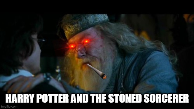 If JK Rowling Had Been More Creative | HARRY POTTER AND THE STONED SORCERER | image tagged in memes,angry dumbledore | made w/ Imgflip meme maker