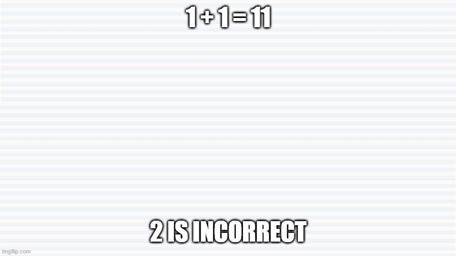 1 + 1 = 11; 2 IS INCORRECT | image tagged in imgflip users | made w/ Imgflip meme maker