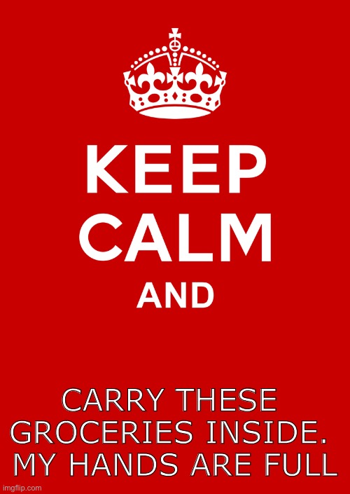 keep calm base | CARRY THESE 
GROCERIES INSIDE. 
MY HANDS ARE FULL | image tagged in keep calm base | made w/ Imgflip meme maker