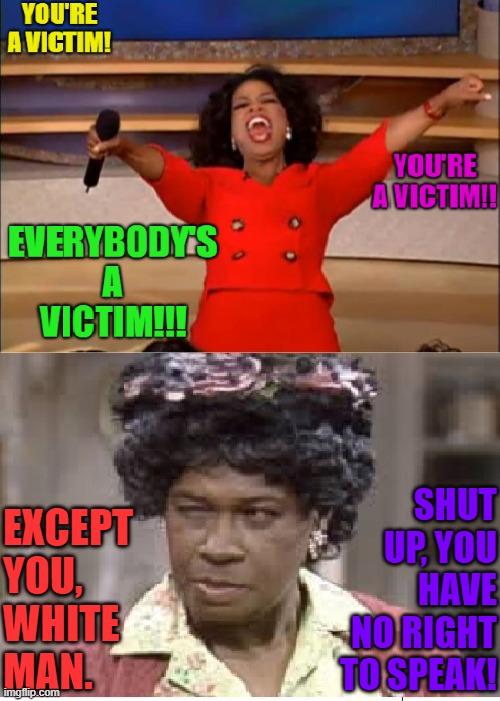 Progressive Intersectionality / Identity Politics | SHUT UP, YOU HAVE NO RIGHT TO SPEAK! EXCEPT YOU, WHITE MAN. | image tagged in memes,liberal,progressives,racism,political correctness,social justice | made w/ Imgflip meme maker